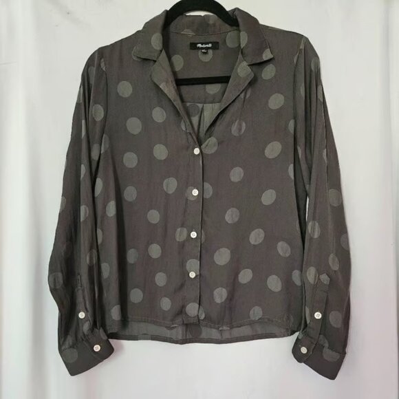 Madewell Other - Madewell Green Polka Dot Silky Button Down Long Sleeve Shirt Green S